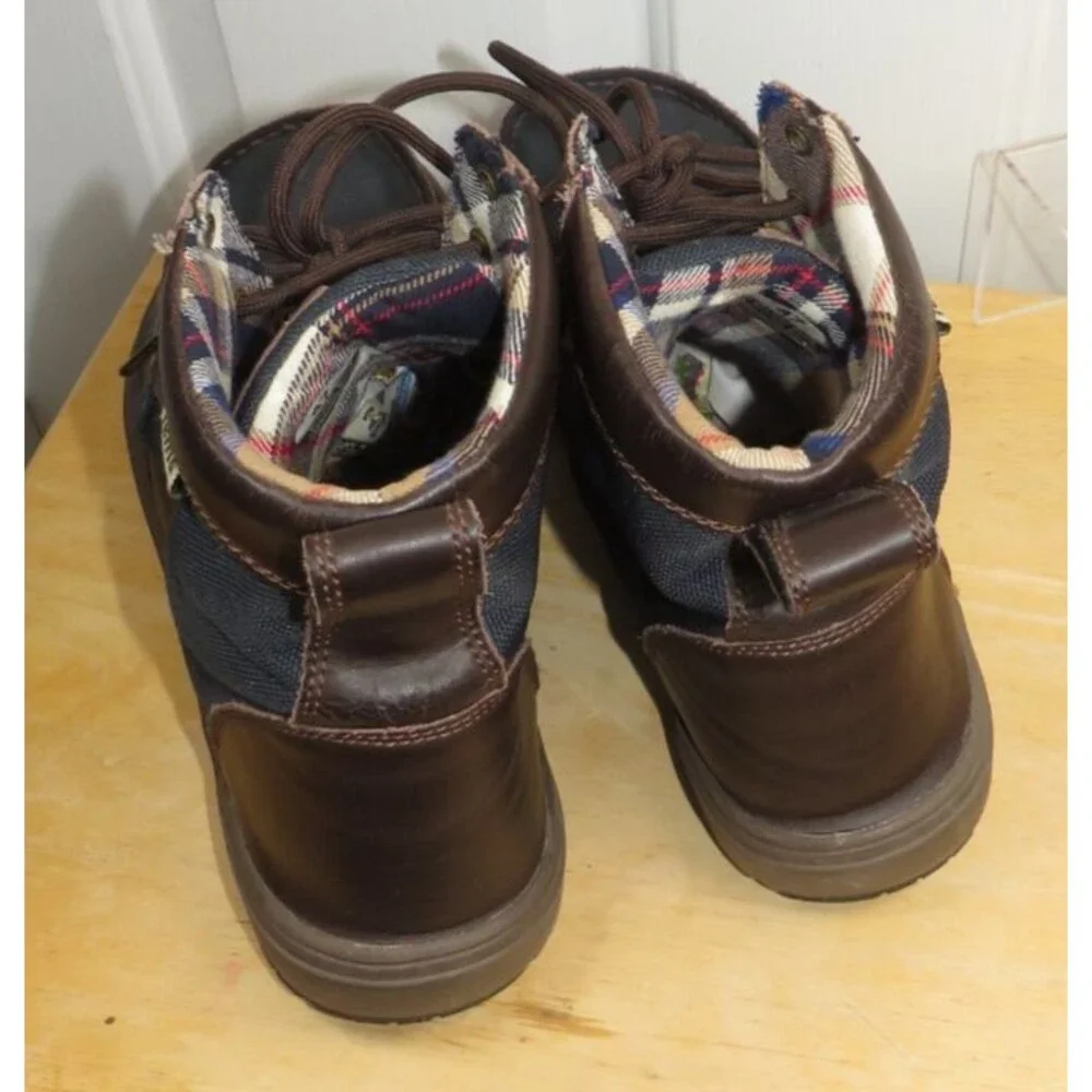 Lems Men's Boulder Boots in Navy/Dr. Brown Plaid Lining Size EU 47/US 13